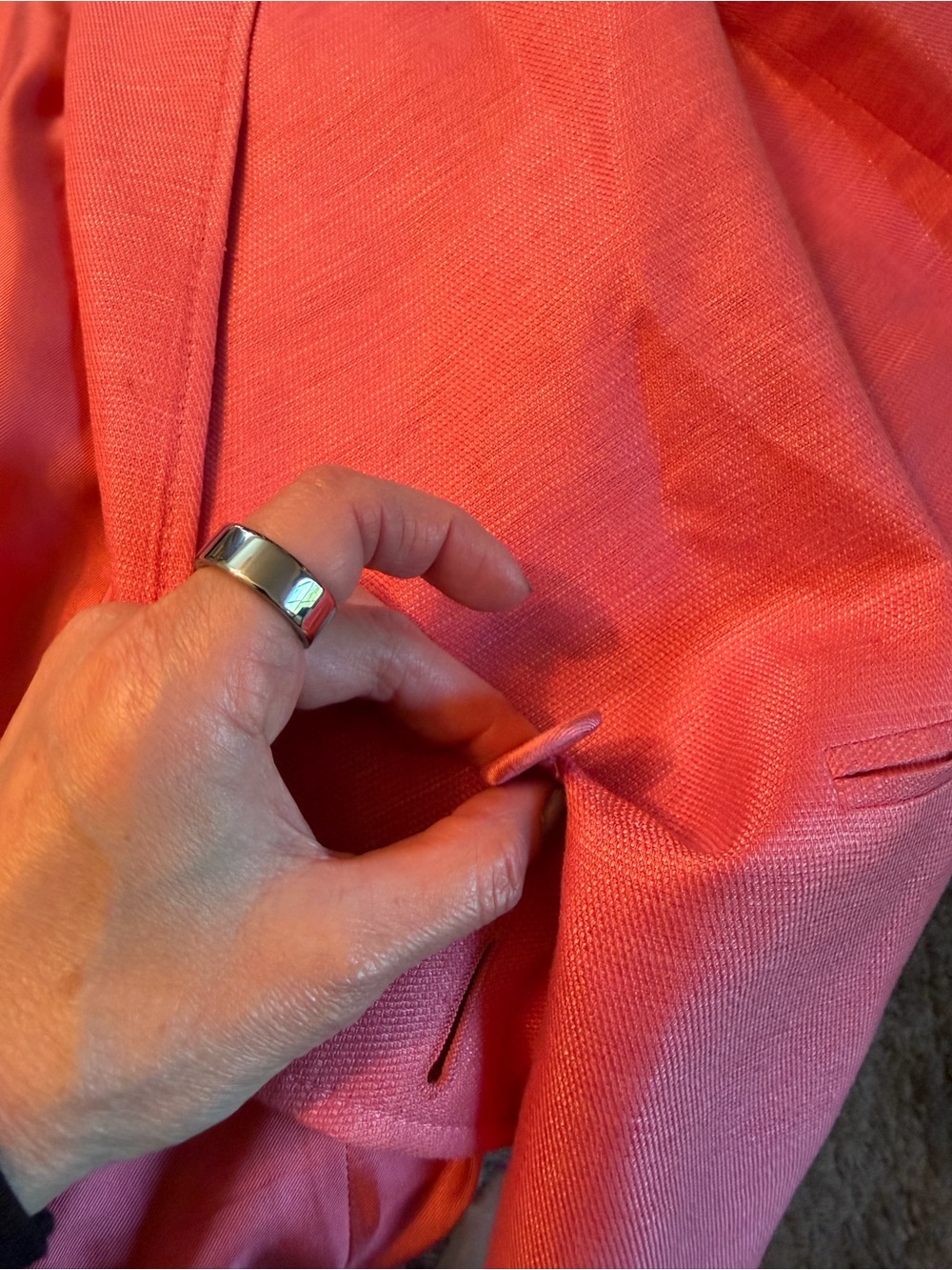 Stella McCartney Coral Pink Linen Blend Blazer Jacket EU 44 Designer Made in Ita - Picture 4 of 7